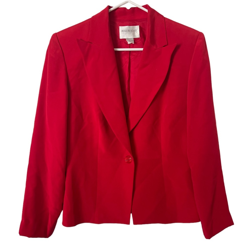 Hugo Buscati Collection Cherry Red‎ 100% Silk Blazer 8